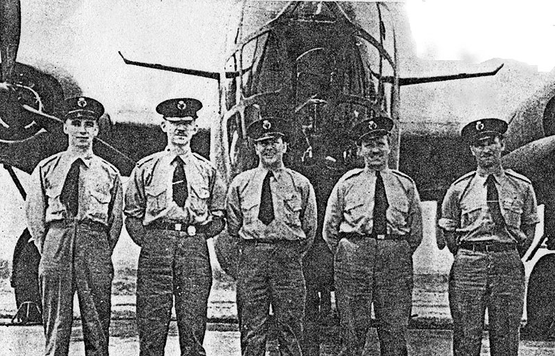 Photo: Ferry Command aircrew Reeves, Fred Johnsen, Capt. A.J. Lilly, F. Baillie, Gail Swaney